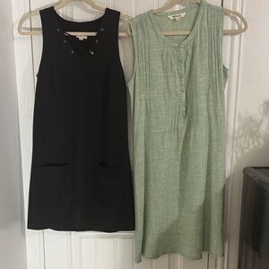 Briggs New York Black Lace-Up and Green Button-Up Mini Dresses